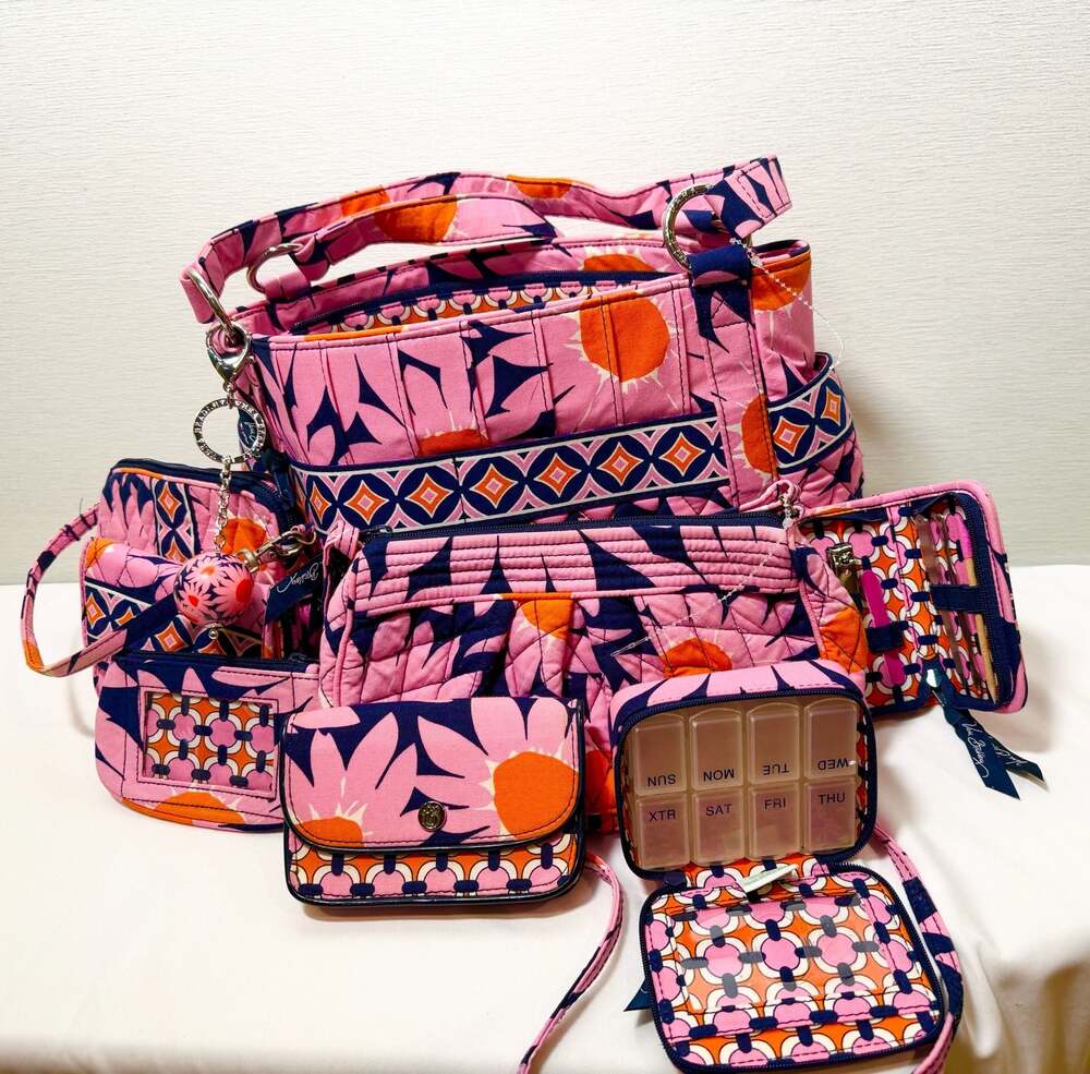 Vera Bradley Sun Valley 8-Piece Set: Glenna Satchel, Wallet, Pill Case & More